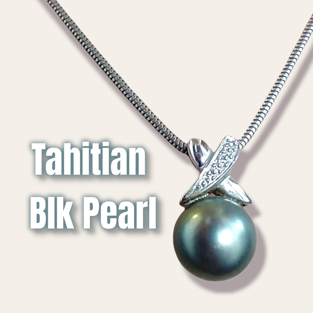 Tahitian Black Pearl & Silver Necklace